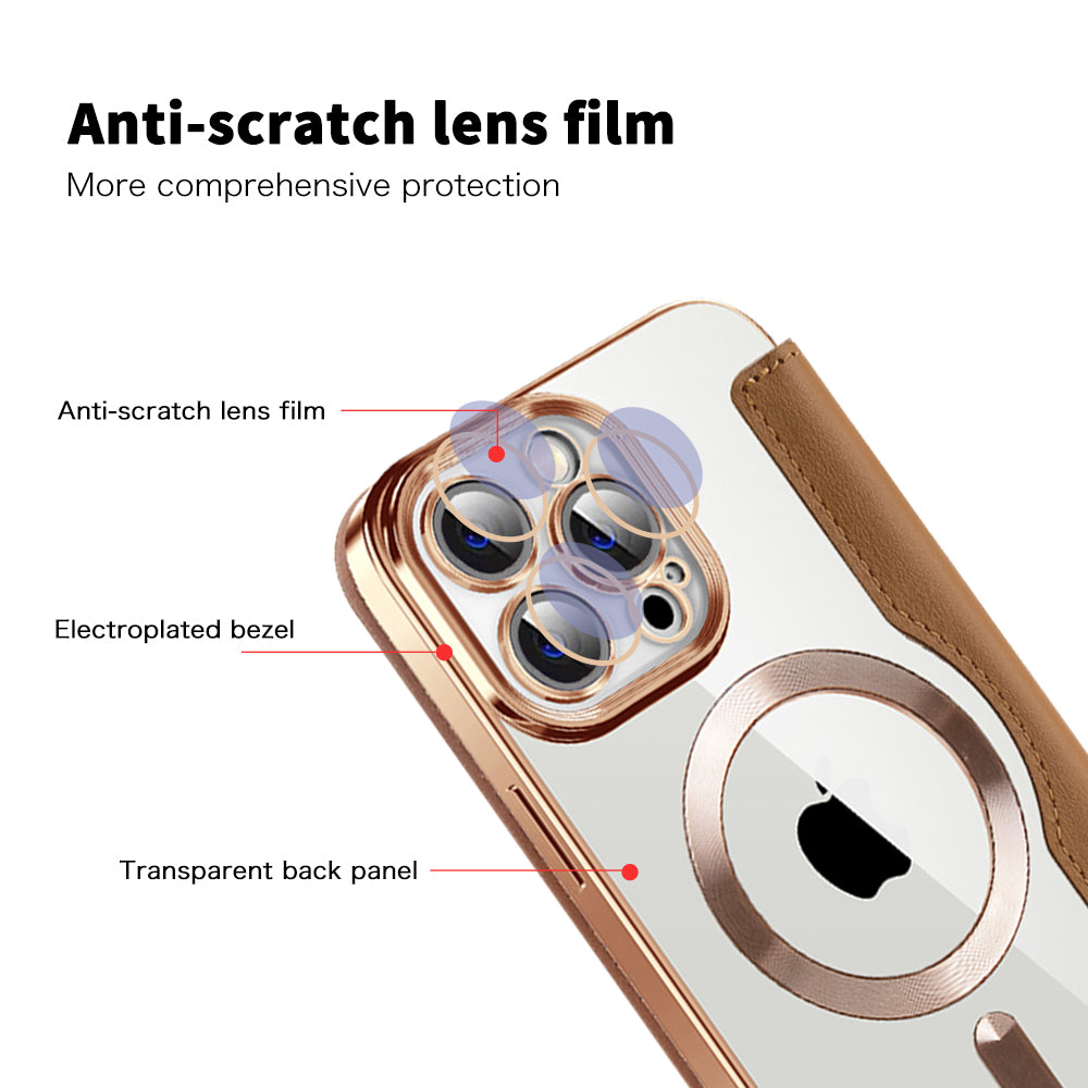 Coque MagSafe pour Apple iPhone 13 Pro, Techsuit, SmartMag Book, Marron