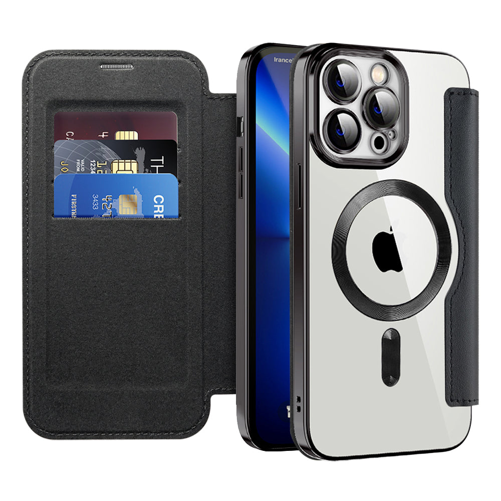 Coque MagSafe pour Apple iPhone 13 Pro, Techsuit, SmartMag Book, Noire