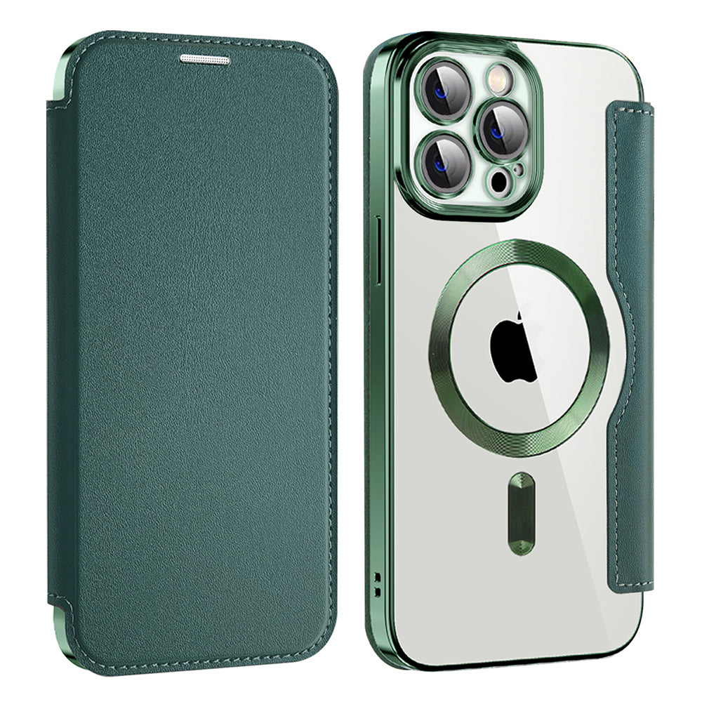 Coque MagSafe pour Apple iPhone 13 Pro, Techsuit, SmartMag Book, Vert