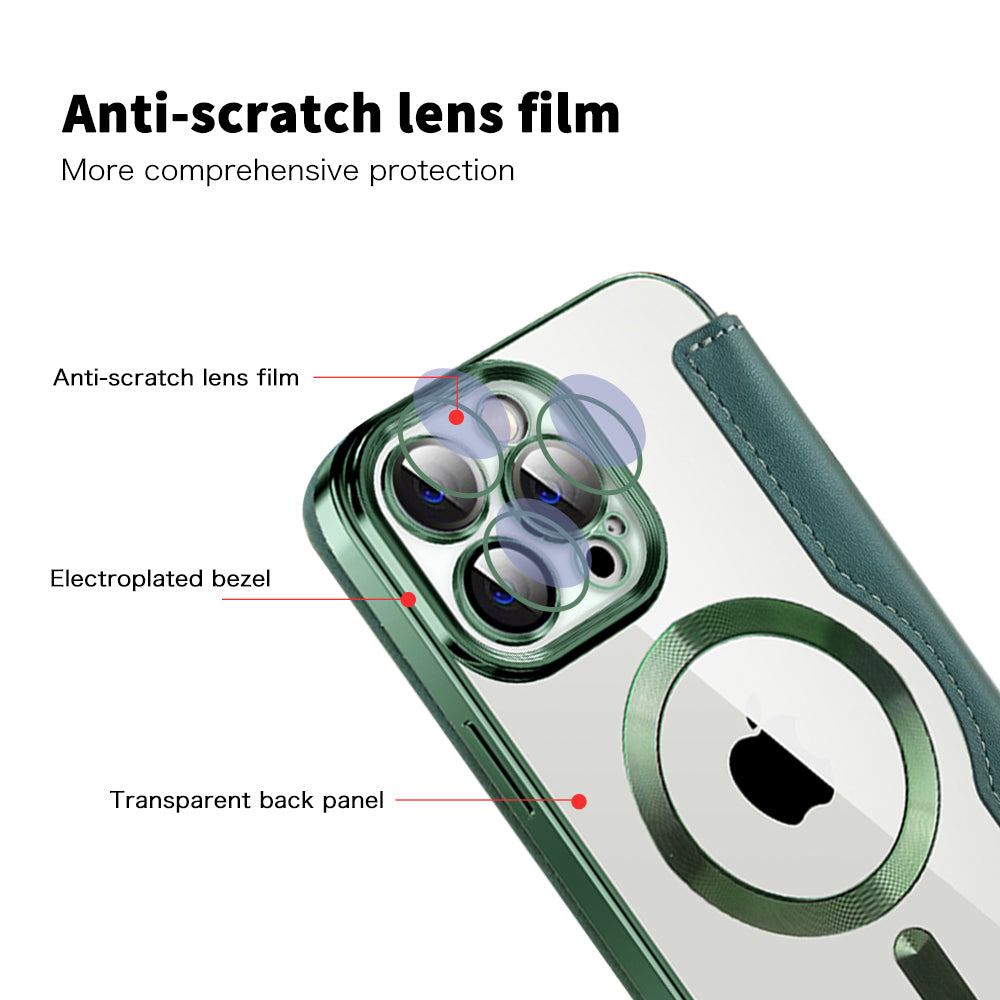 Coque MagSafe pour Apple iPhone 13 Pro, Techsuit, SmartMag Book, Vert