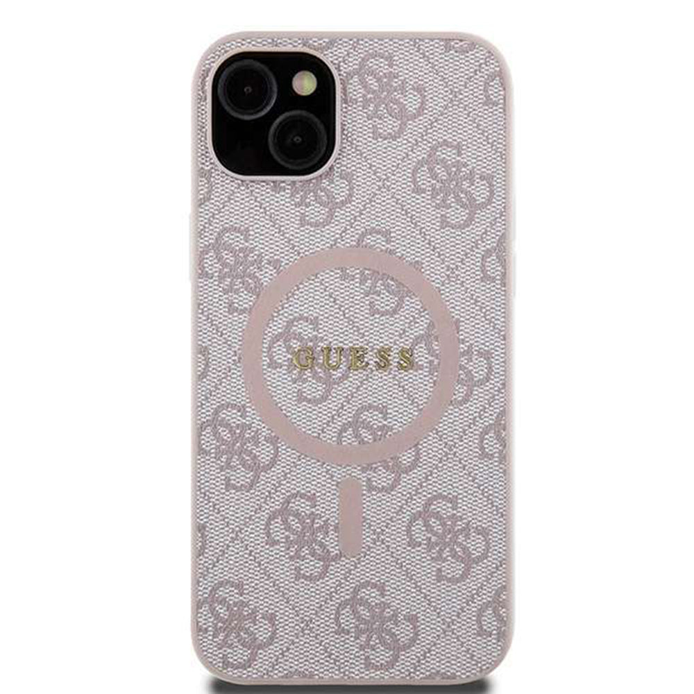 MagSafe Case for Apple iPhone 14, Guess, 4G Ring Classic Logo, Pink