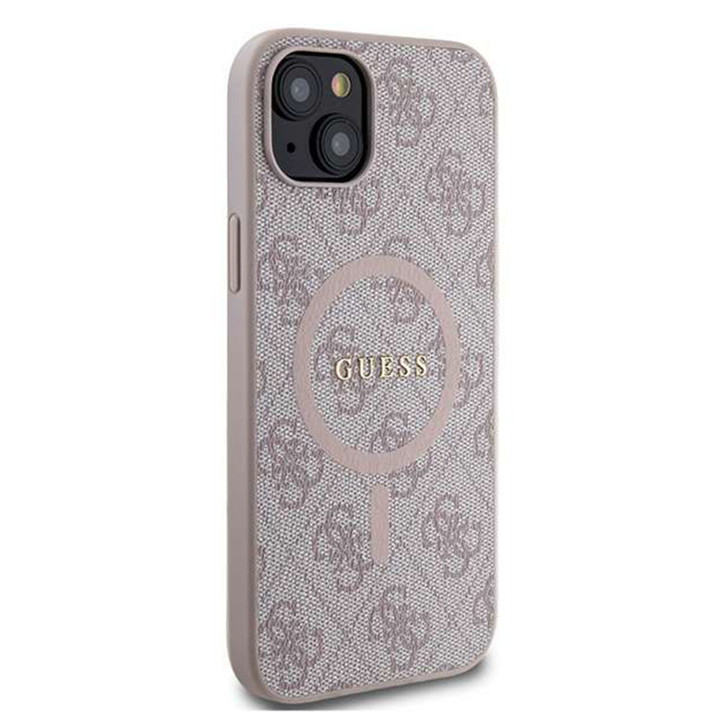 MagSafe Case for Apple iPhone 14, Guess, 4G Ring Classic Logo, Pink