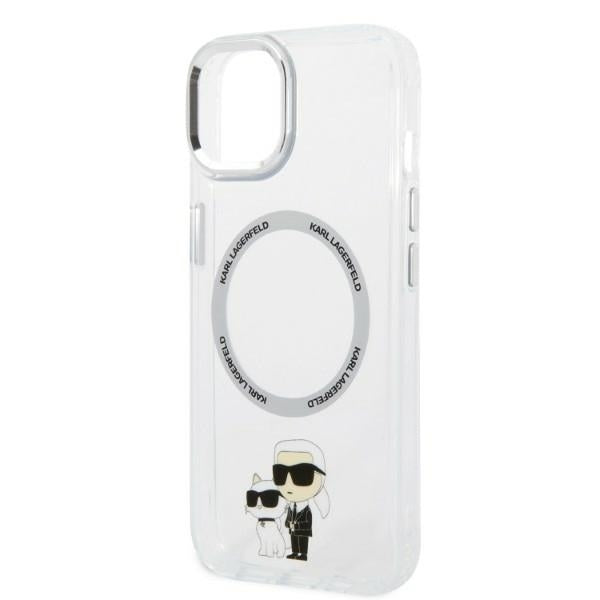 Coque MagSafe pour Apple iPhone 14 Plus, Karl Lagerfeld, Ikonik Karl & Choupette, Transparente
