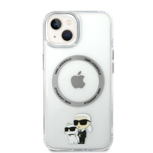 Coque MagSafe pour Apple iPhone 14 Plus, Karl Lagerfeld, Ikonik Karl & Choupette, Transparente