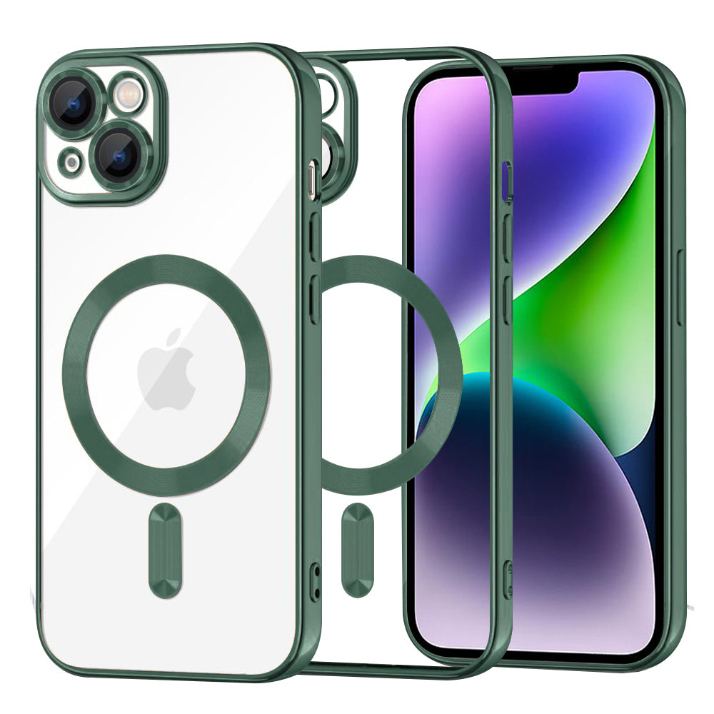 Coque MagSafe pour Apple iPhone 14 Plus, Techsuit, Luxury Crystal, Vert Foncé