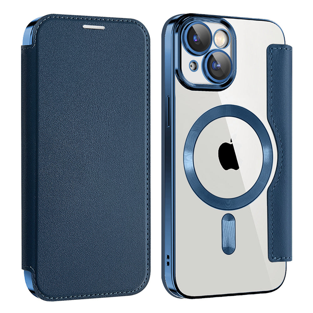 Coque MagSafe pour Apple iPhone 14 Plus, Techsuit, SmartMag Book, Bleue