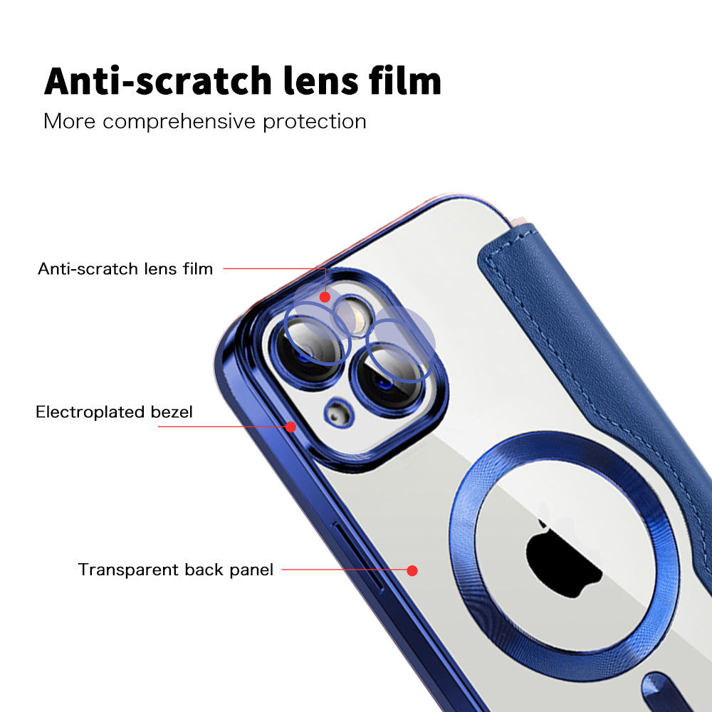 Coque MagSafe pour Apple iPhone 14 Plus, Techsuit, SmartMag Book, Bleue