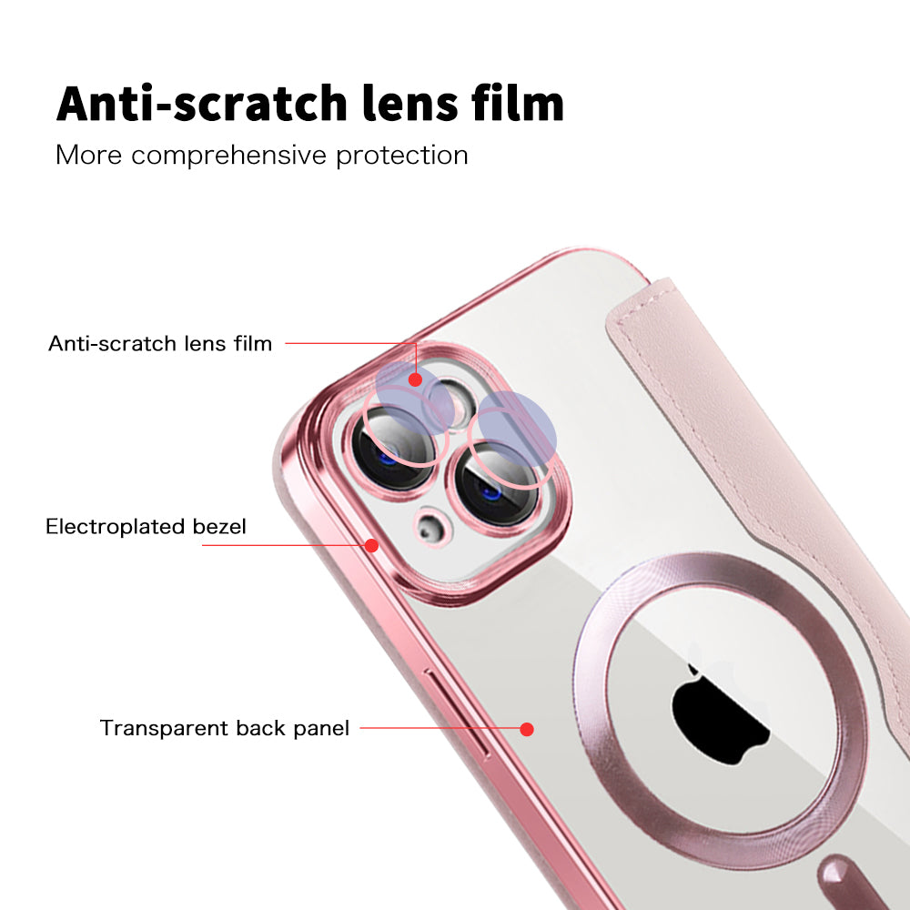 Coque MagSafe pour Apple iPhone 14 Plus, Techsuit, SmartMag Book, Rose