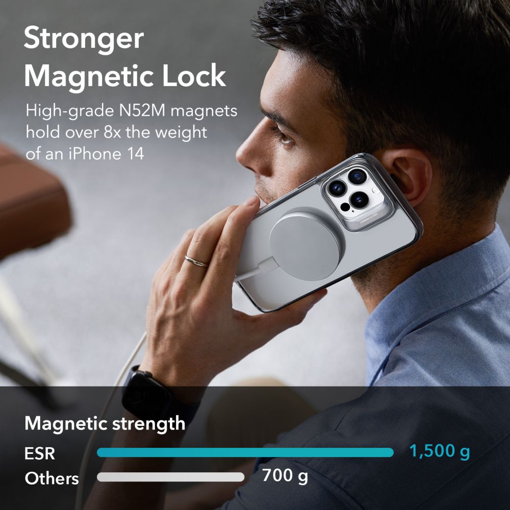Coque MagSafe pour Apple iPhone 14 Pro Max, ESR, Classic Kickstand, Noire Transparente