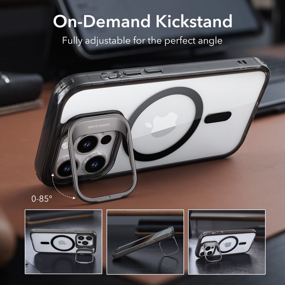 Coque MagSafe pour Apple iPhone 14 Pro Max, ESR, Classic Kickstand, Noire Transparente