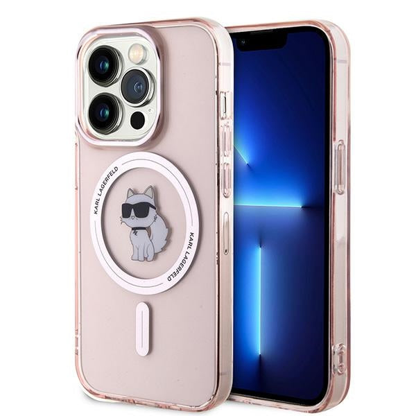Étui MagSafe pour Apple iPhone 14 Pro Max, Karl Lagerfeld, IML Choupette, Rose