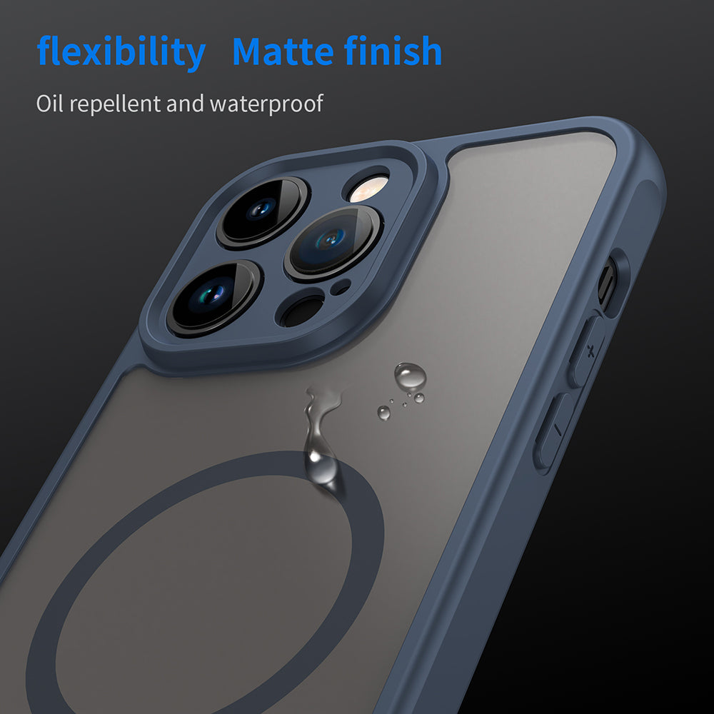 Coque MagSafe pour Apple iPhone 14 Pro Max, Techsuit, HaloFrost II, Bleu marine