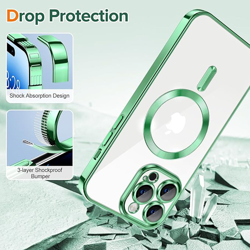 Coque MagSafe pour Apple iPhone 14 Pro Max, Techsuit, Luxury Crystal, Vert Clair