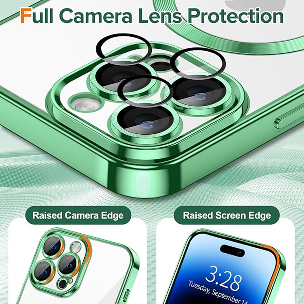 Coque MagSafe pour Apple iPhone 14 Pro Max, Techsuit, Luxury Crystal, Vert Clair