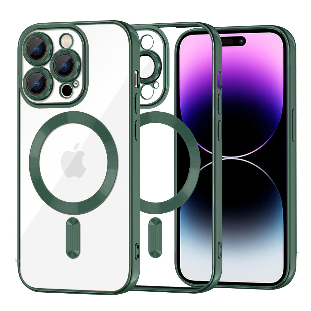 Coque MagSafe pour Apple iPhone 14 Pro Max, Techsuit, Luxury Crystal, Vert Foncé
