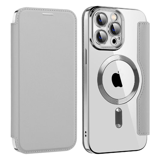 Coque MagSafe pour Apple iPhone 14 Pro Max, Techsuit, SmartMag Book, Gris