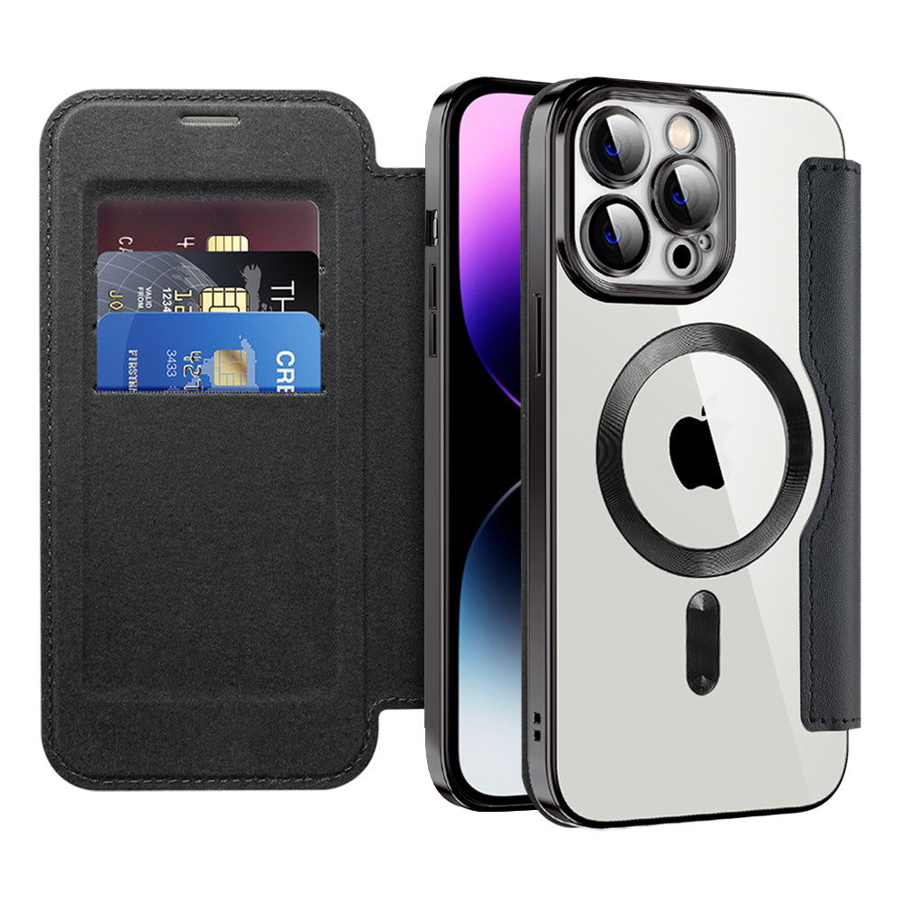 Coque MagSafe pour Apple iPhone 14 Pro Max, Techsuit, SmartMag Book, Noire