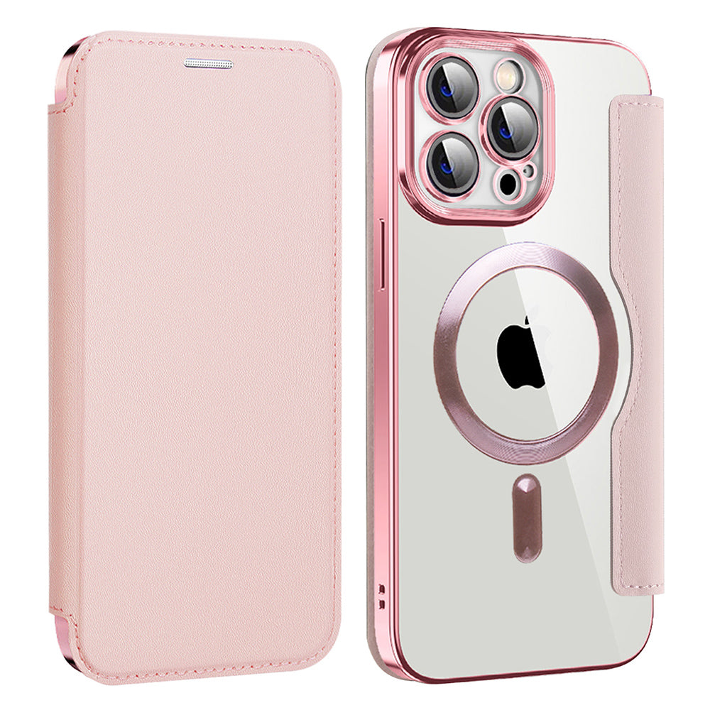 Coque MagSafe pour Apple iPhone 14 Pro Max, Techsuit, SmartMag Book, Rose