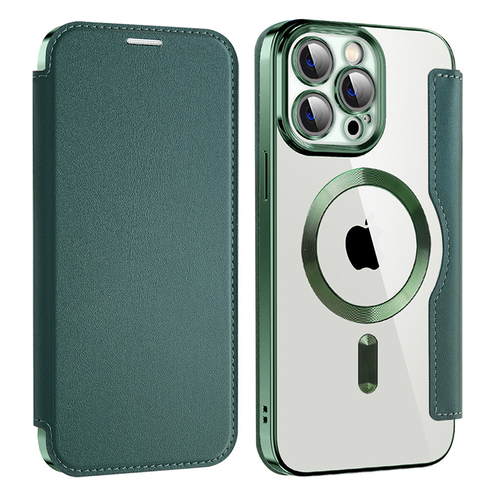 Coque MagSafe pour Apple iPhone 14 Pro Max, Techsuit, SmartMag Book, Vert