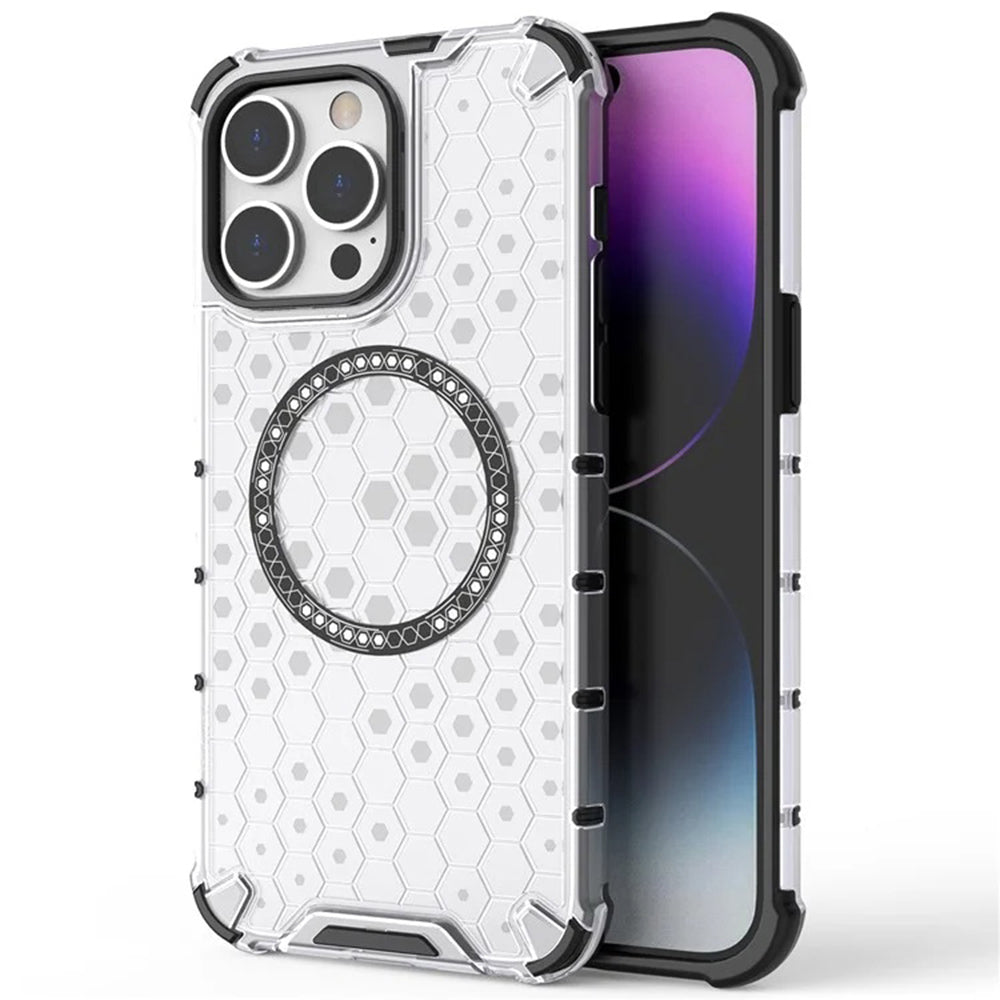 Coque MagSafe pour Apple iPhone 14 Pro, Techsuit, HoneyComb Shield, Noire