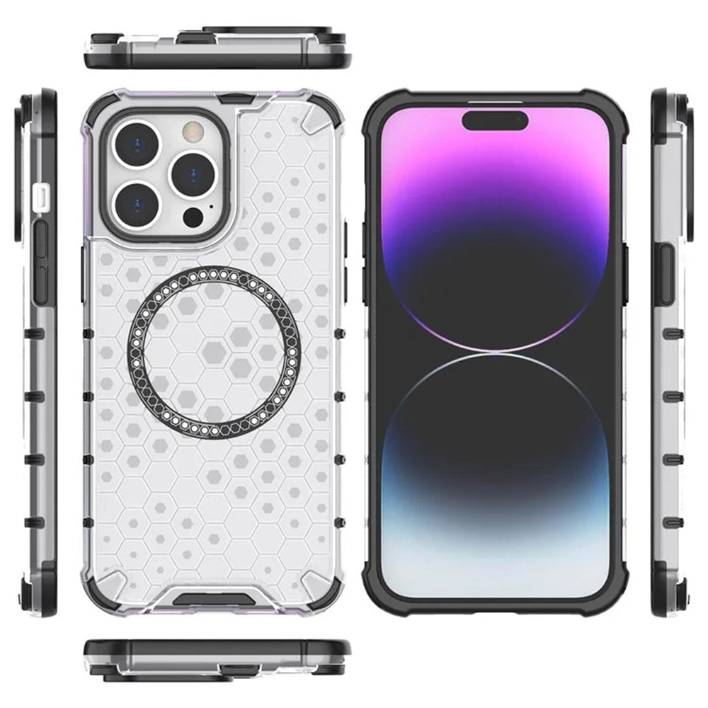 Coque MagSafe pour Apple iPhone 14 Pro, Techsuit, HoneyComb Shield, Noire