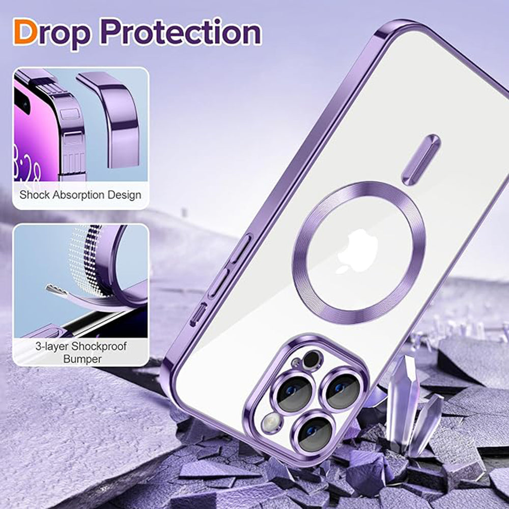 Coque MagSafe pour Apple iPhone 14 Pro, Techsuit, Luxury Crystal, Violet Clair