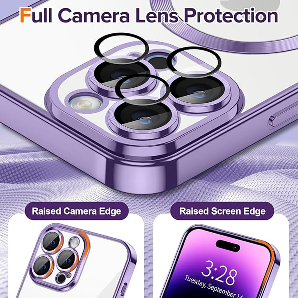 Coque MagSafe pour Apple iPhone 14 Pro, Techsuit, Luxury Crystal, Violet Clair