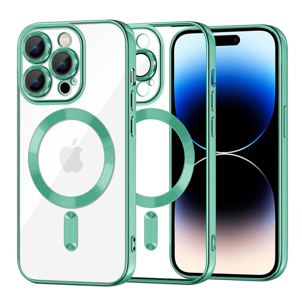 Coque MagSafe pour Apple iPhone 14 Pro, Techsuit, Luxury Crystal, Vert Clair