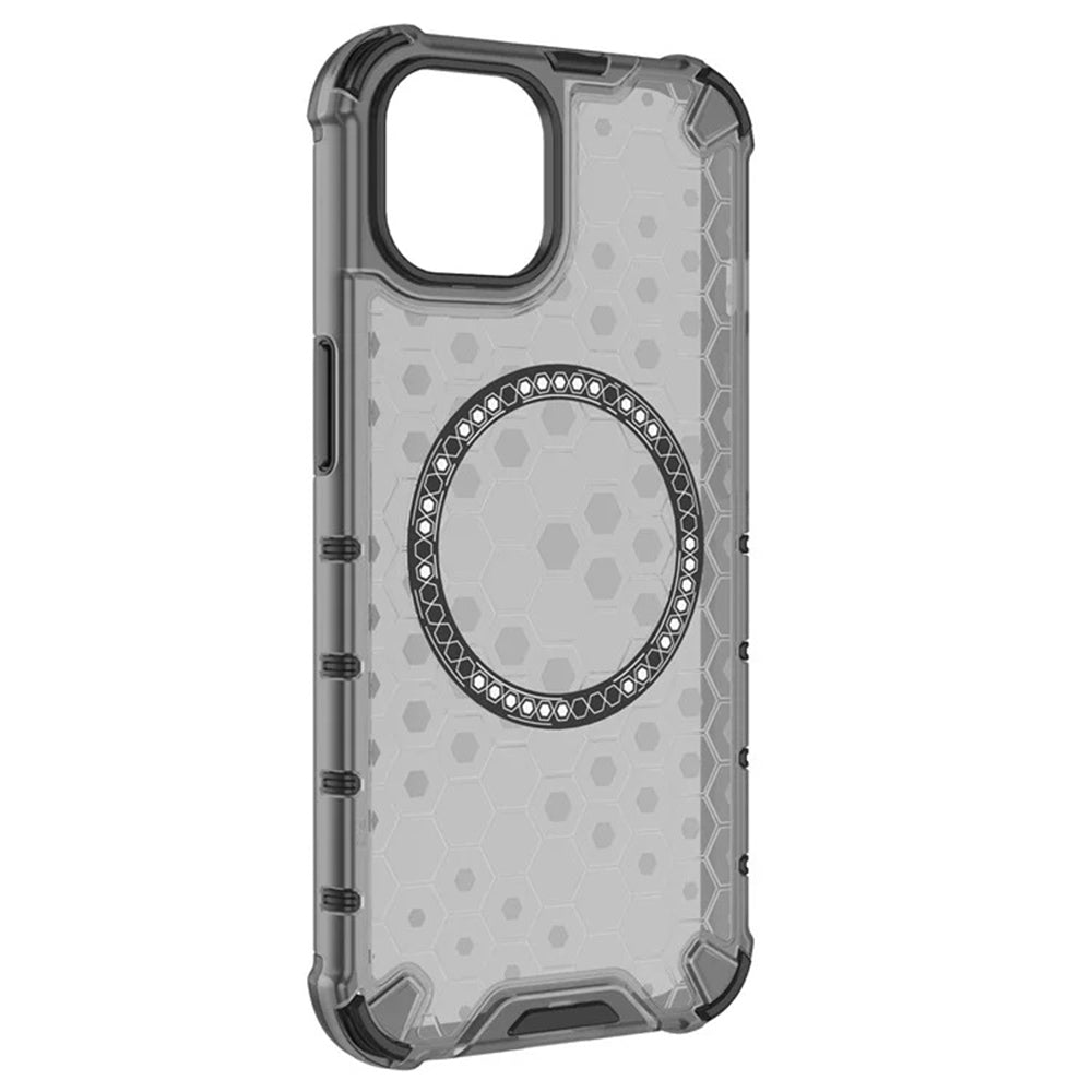 Coque MagSafe pour Apple iPhone 14, Techsuit, HoneyComb Shield, Noire