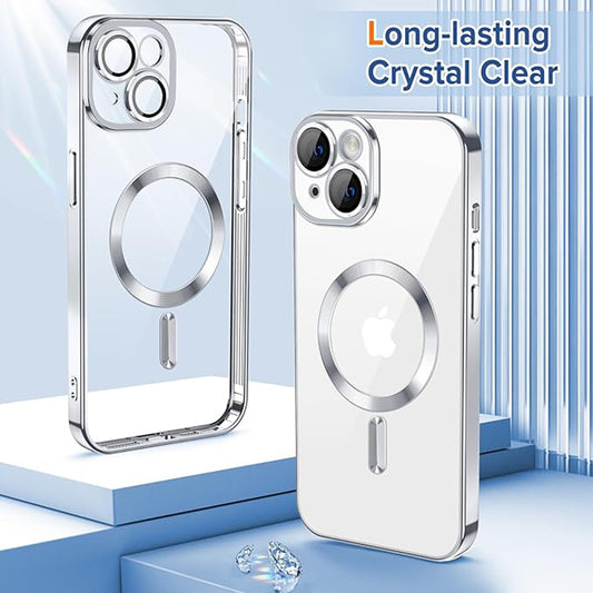 Coque MagSafe pour Apple iPhone 14, Techsuit, Luxury Crystal, Argentée