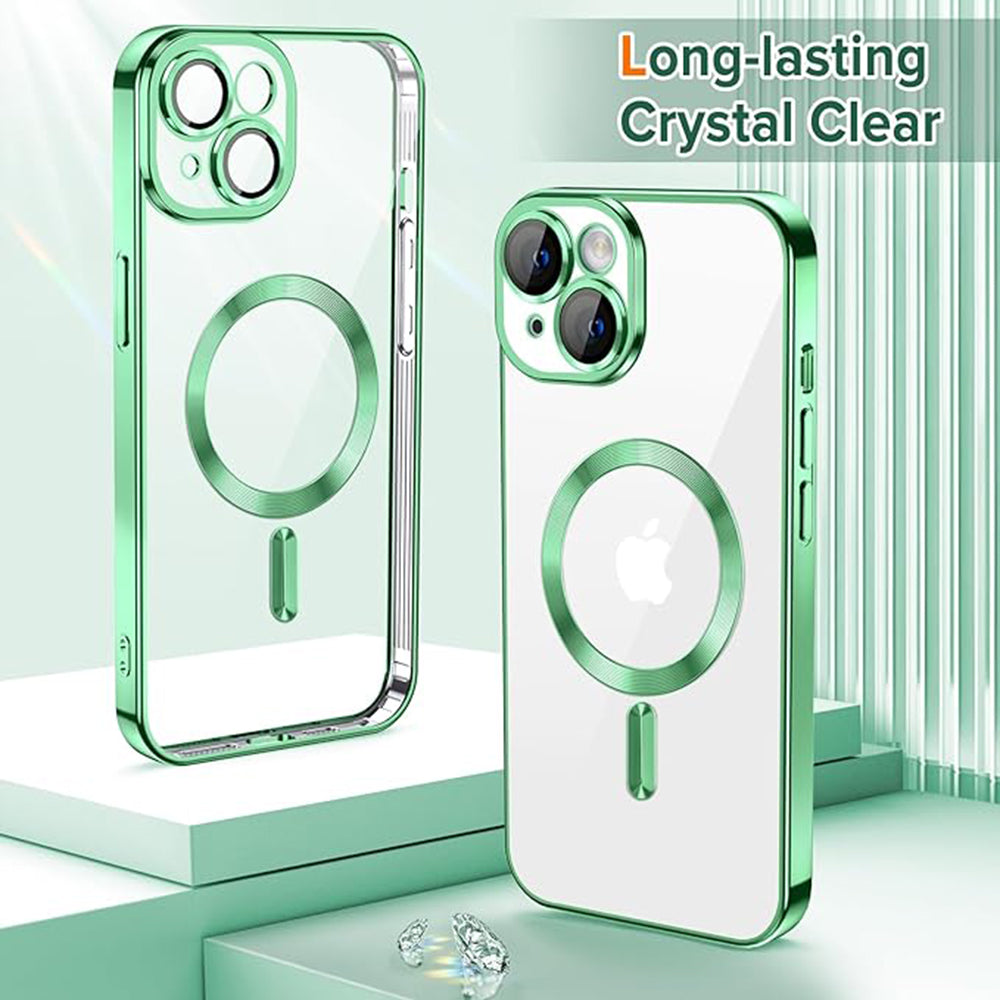 Coque MagSafe pour Apple iPhone 14, Techsuit, Luxury Crystal, Vert Clair