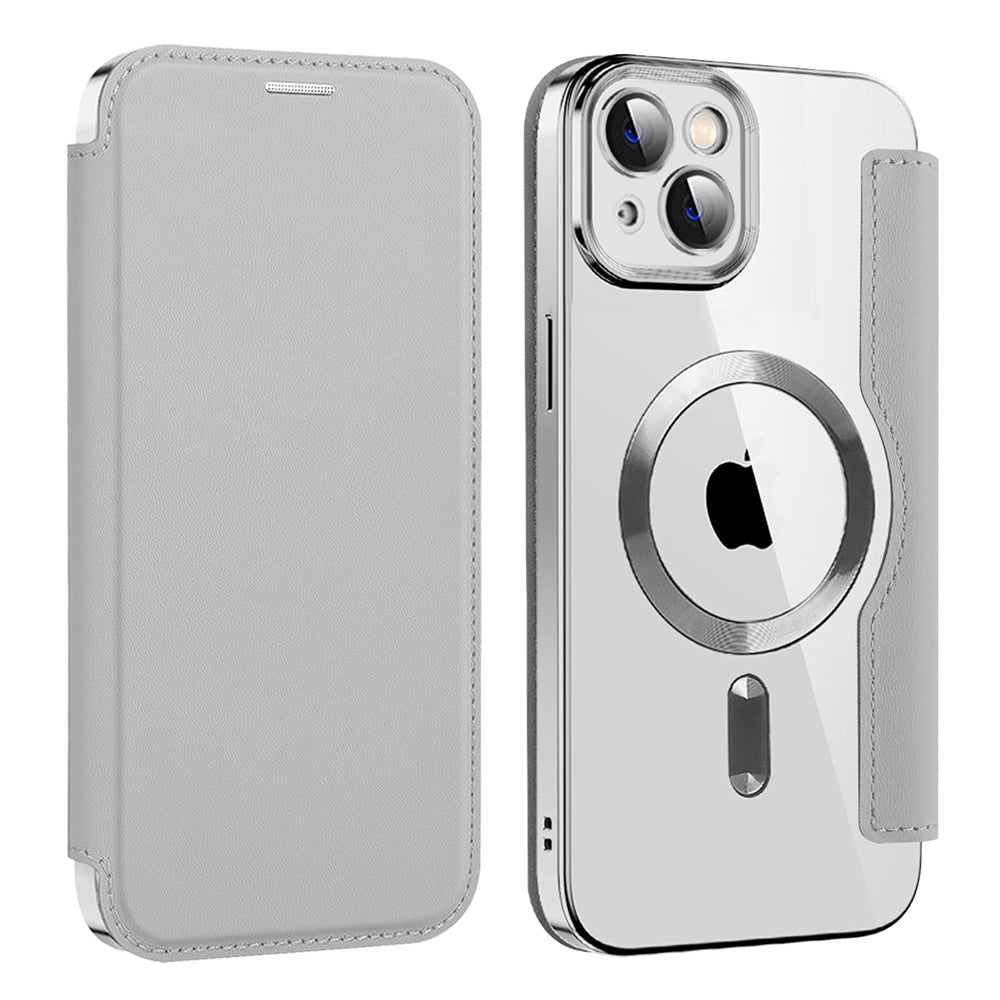 Coque MagSafe pour Apple iPhone 14, Techsuit, SmartMag Book, Gris