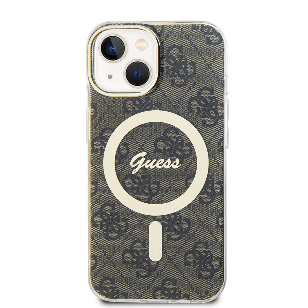 Étui MagSafe pour Apple iPhone 15, Guess, IML 4G, Marron