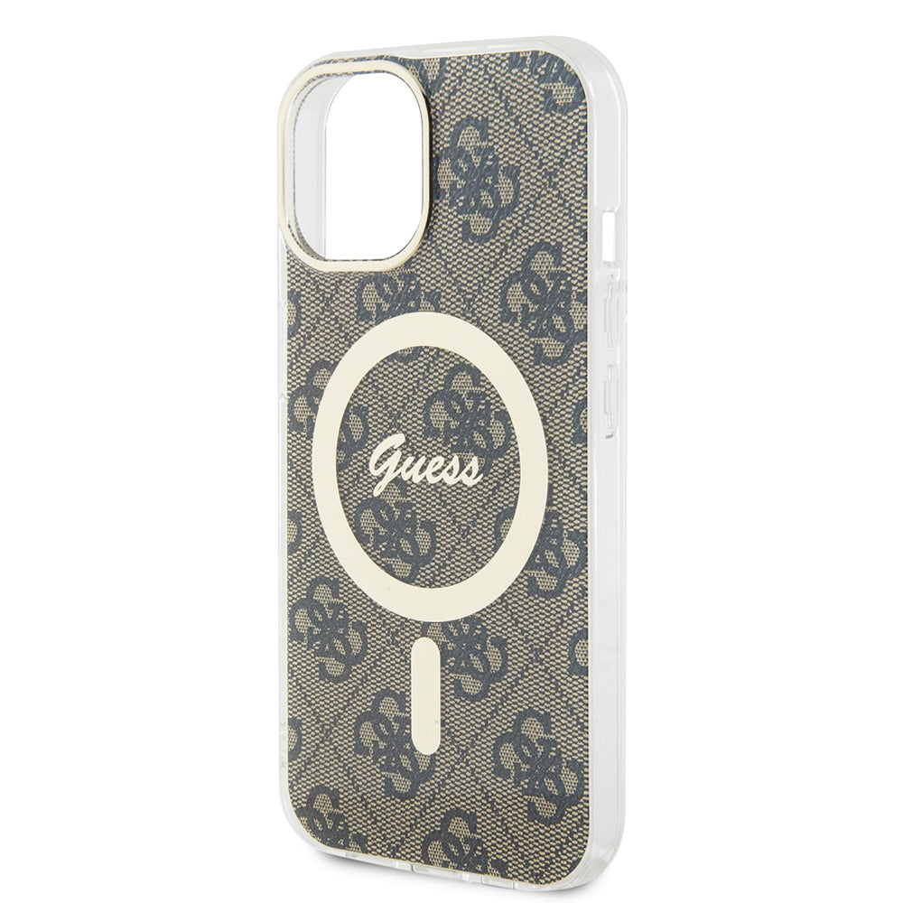 Étui MagSafe pour Apple iPhone 15, Guess, IML 4G, Marron