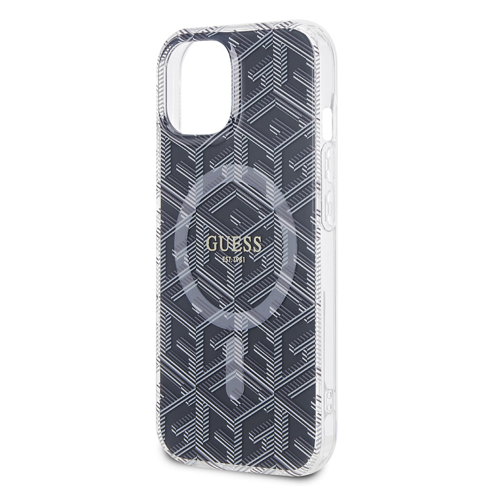 Étui MagSafe pour Apple iPhone 15, Guess, IML Gcube, Noir
