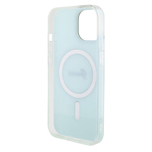 MagSafe Case for Apple iPhone 15, Guess, IML Iridescent, Turquoise
