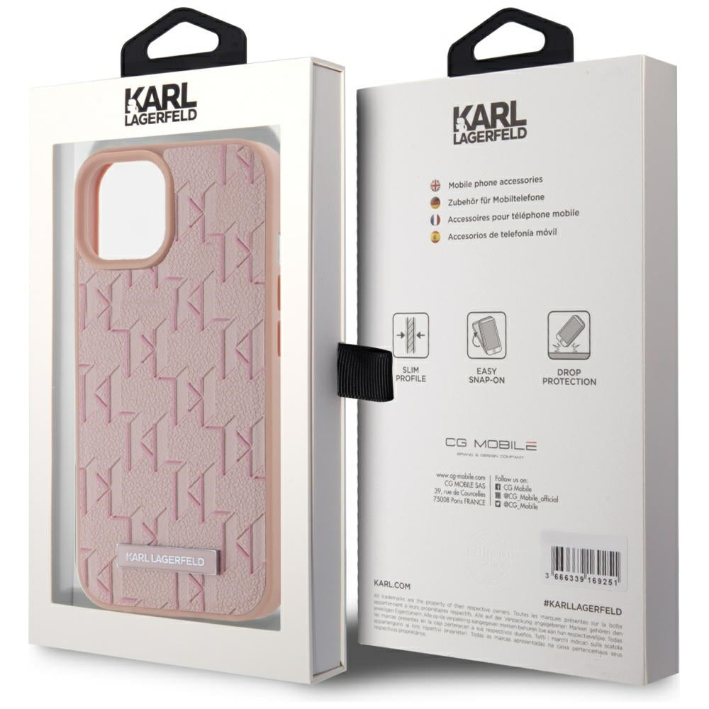 Étui MagSafe pour Apple iPhone 15, Karl Lagerfeld, Hot Stamp, Rose