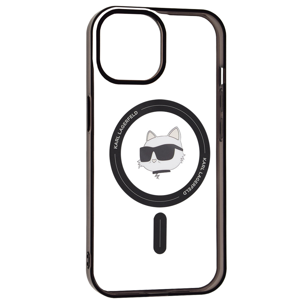 Coque MagSafe pour Apple iPhone 15, Karl Lagerfeld, IML Choupette's Head, Transparente