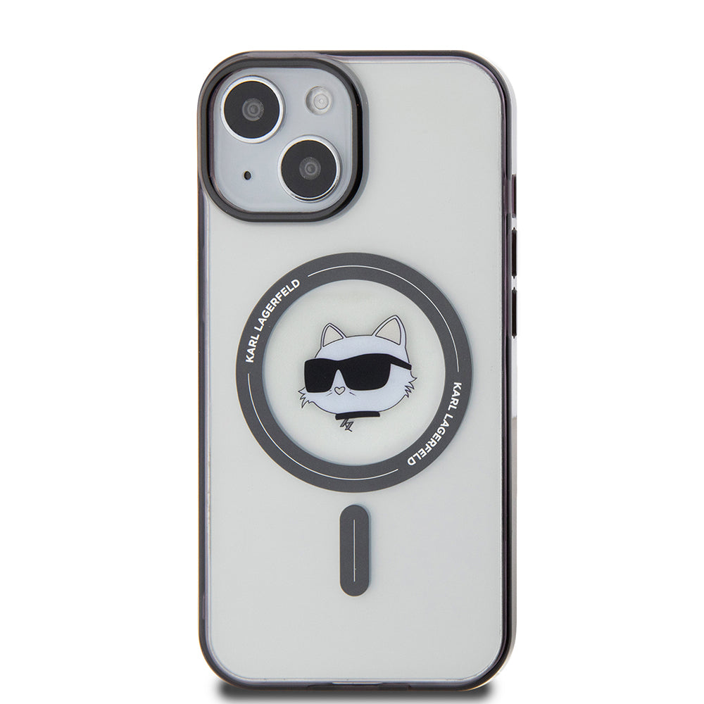 Coque MagSafe pour Apple iPhone 15, Karl Lagerfeld, IML Choupette's Head, Transparente
