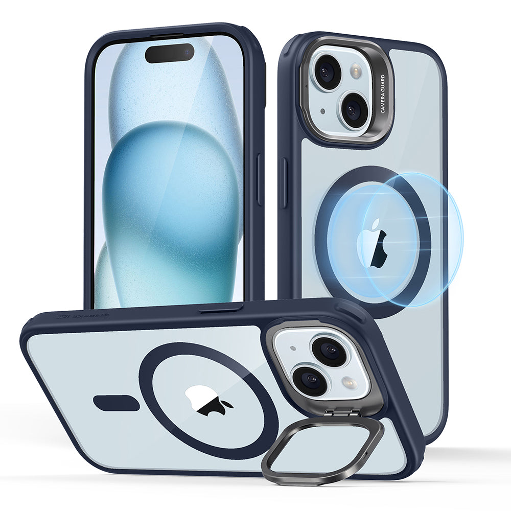 MagSafe Case for Apple iPhone 15 Plus, ESR, Classic Hybrid Kickstand, Navy Transparent