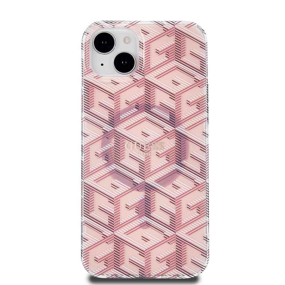 Coque MagSafe pour Apple iPhone 15 Plus, Guess, IML Gcube, Rose