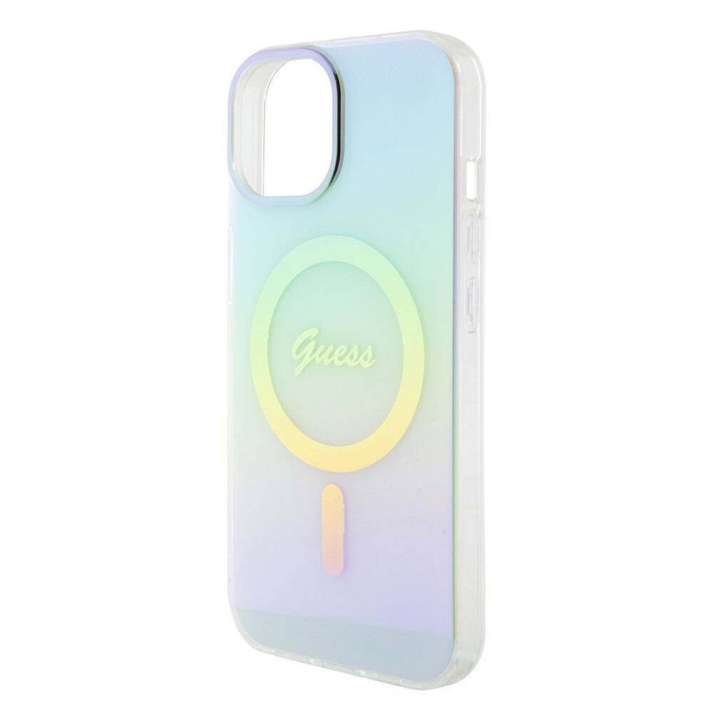 Étui MagSafe pour Apple iPhone 15 Plus, Guess, IML Iridescent, Turquoise