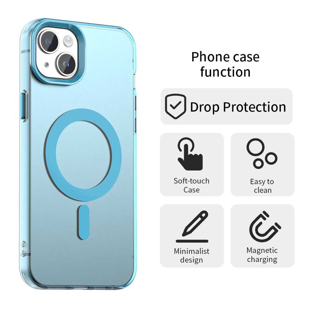 Coque MagSafe pour Apple iPhone 15 Plus, Techsuit, CandyCase, bleue
