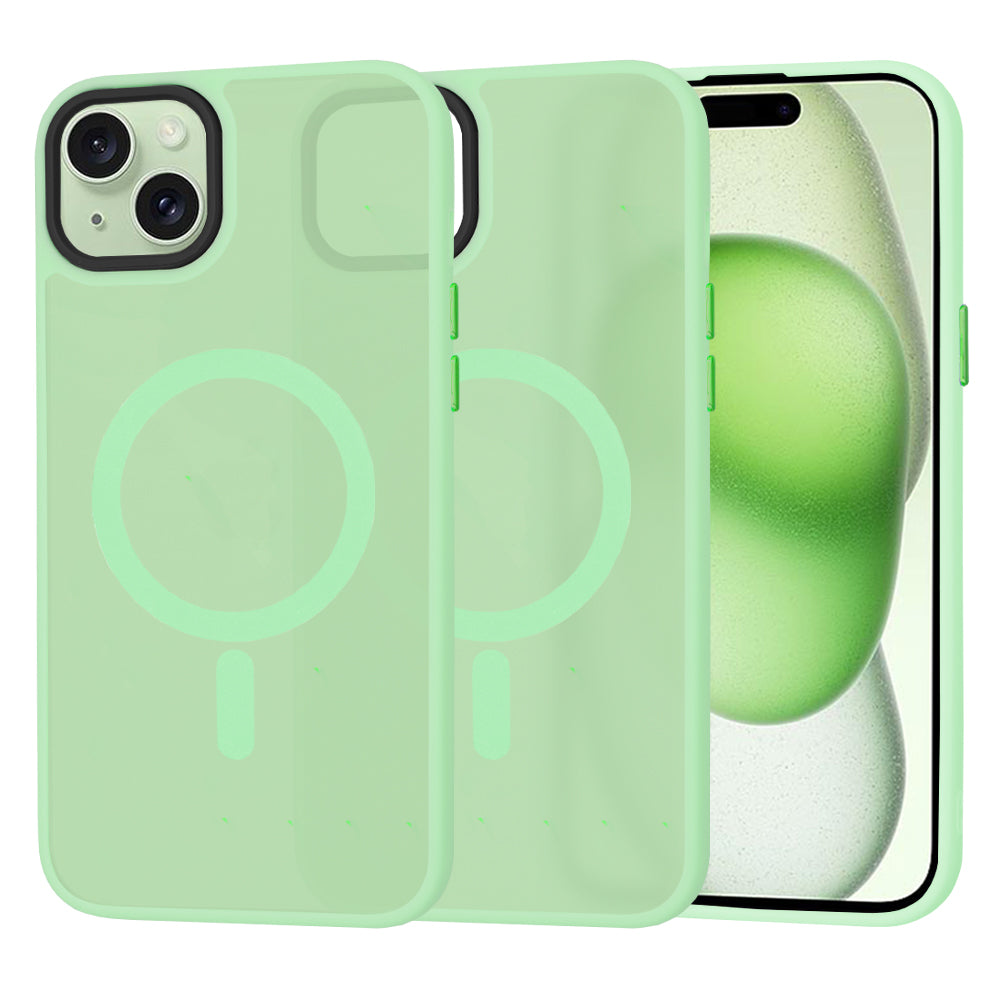 Coque MagSafe pour Apple iPhone 15 Plus, Techsuit, HaloFrost, Vert Clair