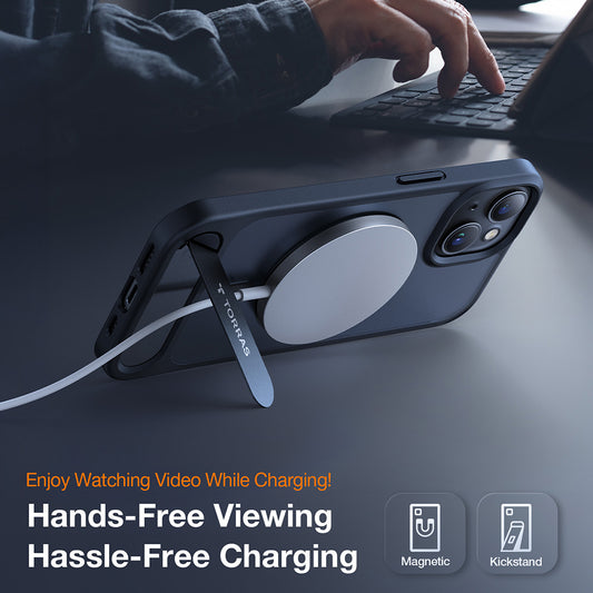 Housse MagSafe pour Apple iPhone 15 Plus, Torras, Pstand, Noire