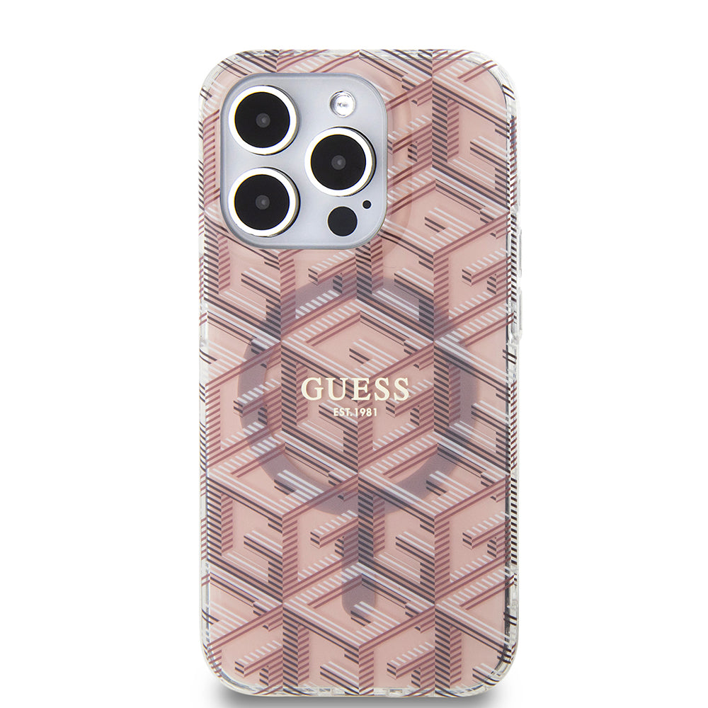 Étui MagSafe pour Apple iPhone 15 Pro, Guess, IML Gcube, Rose