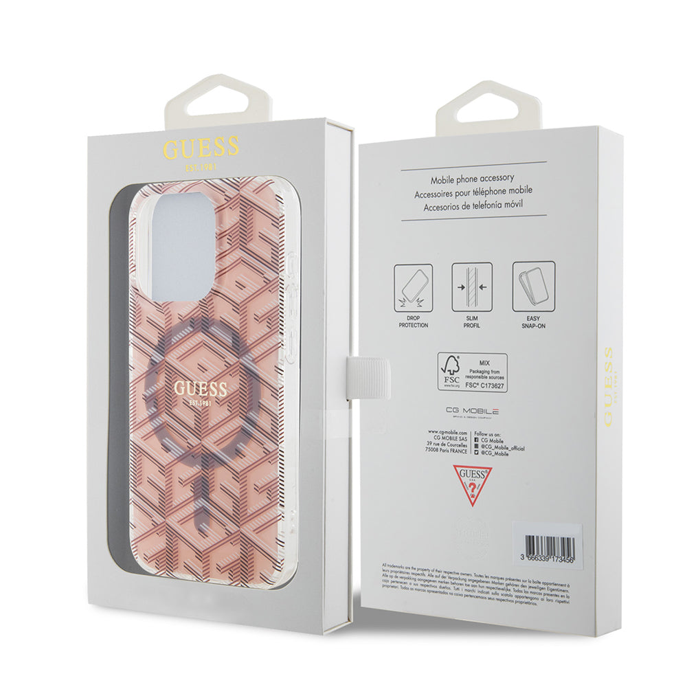 Étui MagSafe pour Apple iPhone 15 Pro, Guess, IML Gcube, Rose