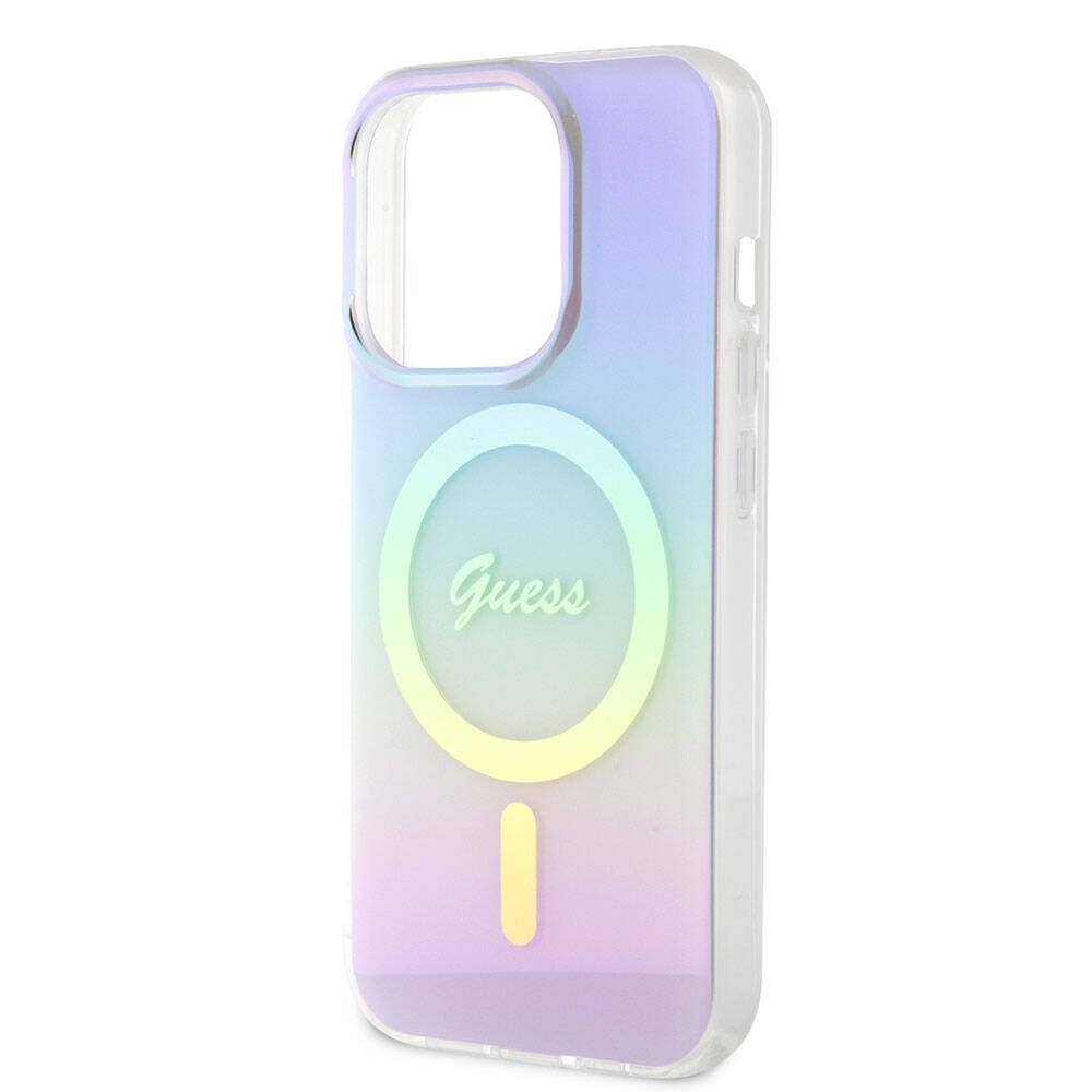 Coque MagSafe pour Apple iPhone 15 Pro, Guess, IML Iridescent, Violet