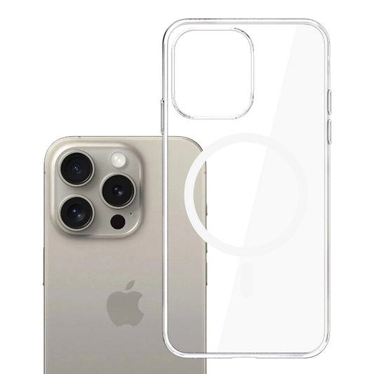 Coque MagSafe pour Apple iPhone 15 Pro Max, 3MK, Clear MagCase, Transparente