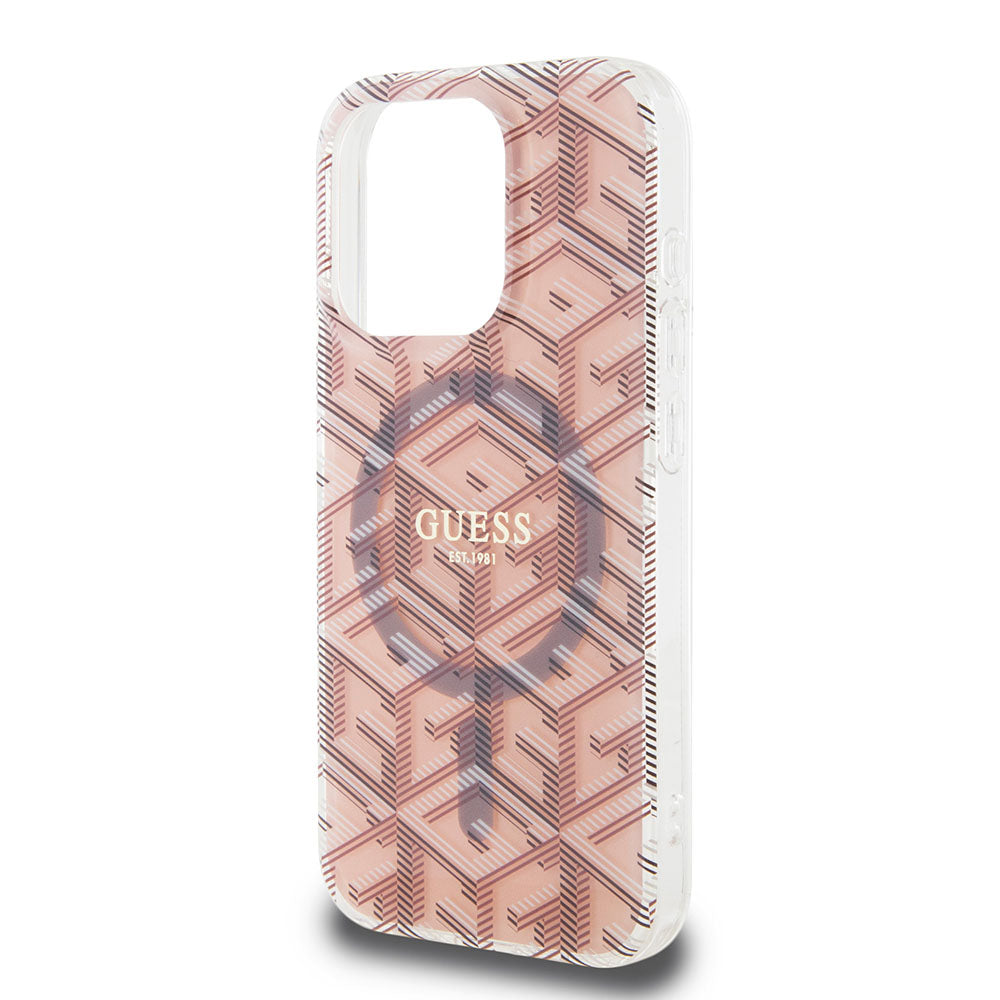 Étui MagSafe pour Apple iPhone 15 Pro Max, Guess, IML Gcube, Rose